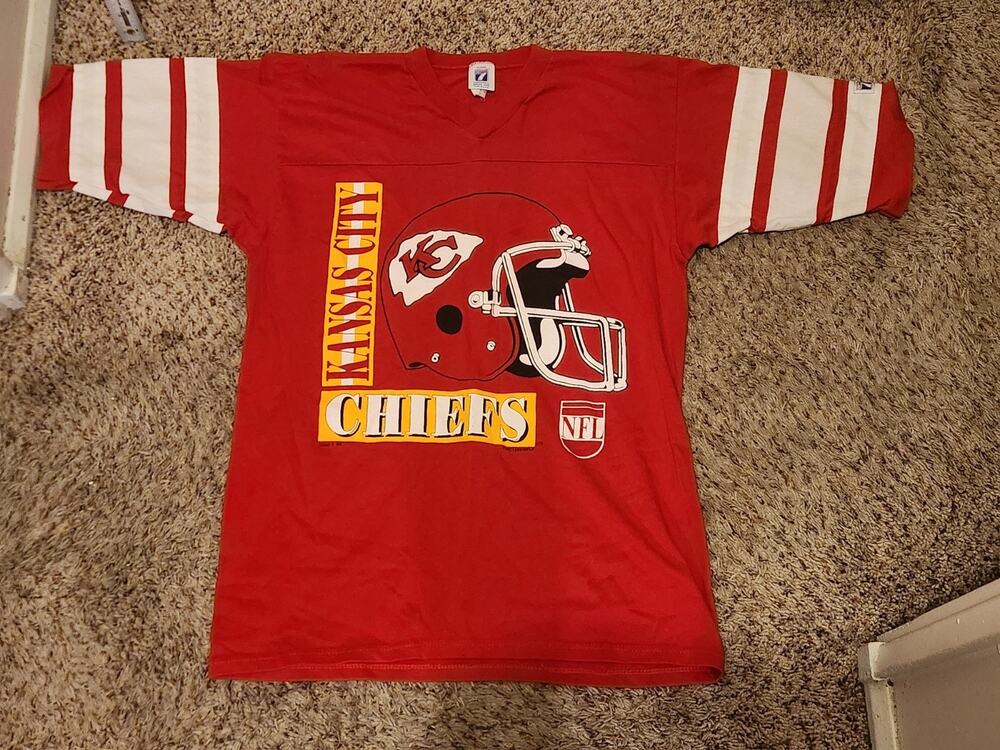 Vtg 90s Logo7 Kansas City Chiefs Jersey Style Tee - Sz L